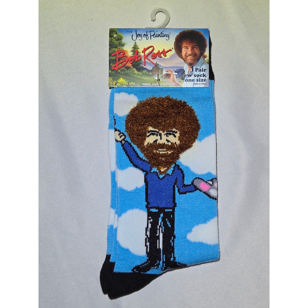 Bob Ross The Joy of Painting Novelty Crew Socks One Size Fun Artist